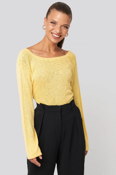 Shop Na-kd Light Knitted Back V-neck Sweater - Yellow In Light Yellow