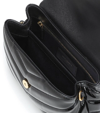 Shop Saint Laurent Toy Loulou Patent Leather Shoulder Bag In Noir