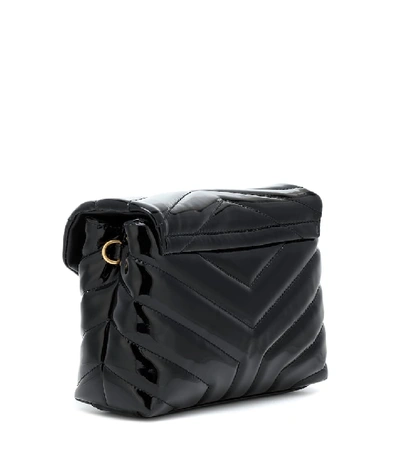 Shop Saint Laurent Toy Loulou Patent Leather Shoulder Bag In Noir