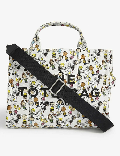 Shop Marc Jacobs Peanuts Cotton Canvas Tote Bag In White+multi