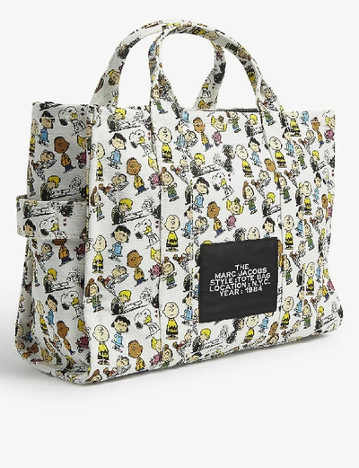 Shop Marc Jacobs Peanuts Cotton Canvas Tote Bag In White+multi