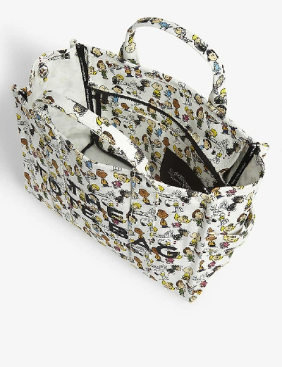 Shop Marc Jacobs Peanuts Cotton Canvas Tote Bag In White+multi