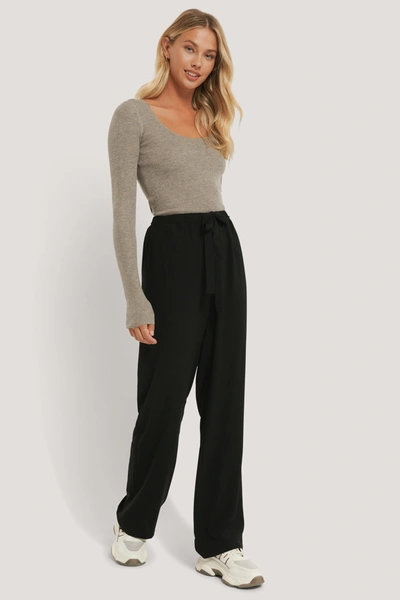 Shop Na-kd Reborn Tie Belt Wide Leg Pants Black