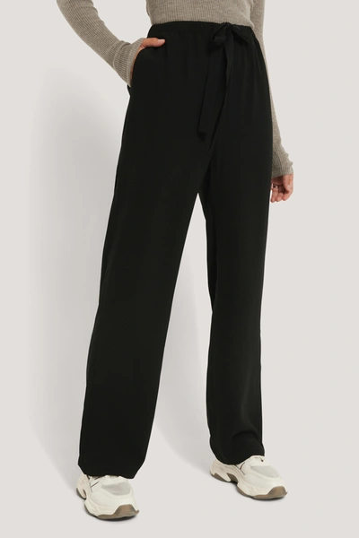 Shop Na-kd Reborn Tie Belt Wide Leg Pants Black