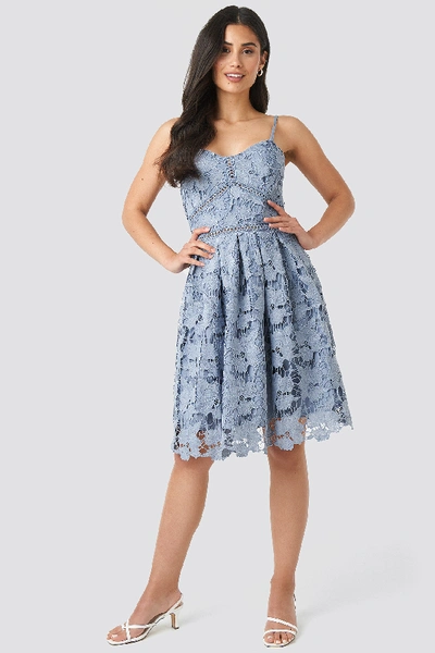 Shop Na-kd Lace Strap Dress - Blue In Dusty Light Blue