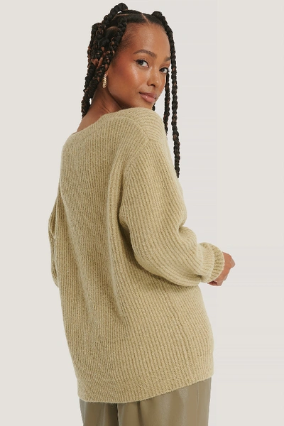 Shop Na-kd Oversized V-neckline Sweater - Green