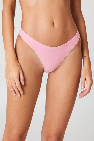 Shop Na-kd High Leg Bikini Bottom Pink In Dusty Pink