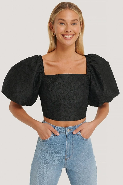 Shop Misslisibell X Na-kd Open Back Puff Sleeve Top - Black