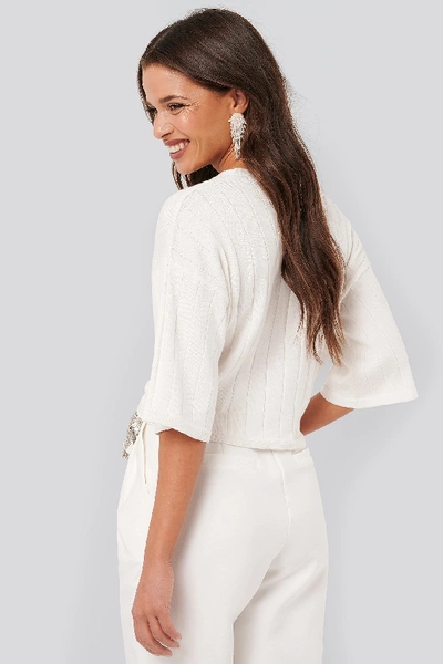 Shop Tina Maria X Na-kd Wide Ribbed Knitted Button Top - White In Off White