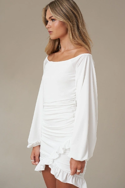 Shop Hanna Schönberg X Na-kd Balloon Sleeve Gathered Dress - White