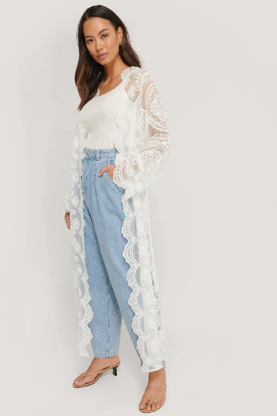 Shop The Fashion Fraction X Na-kd Lace Maxi Caftan White