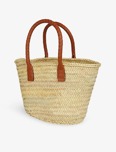 Shop Chloé Marcie Mini Woven Tote Bag In Tan