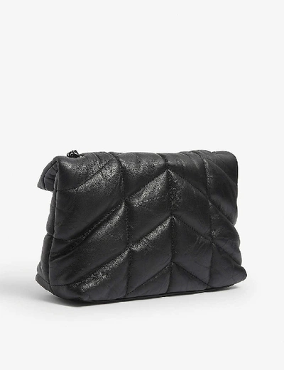 Shop Saint Laurent Loulou Toy Monogram Leather Shoulder Bag In Black/black