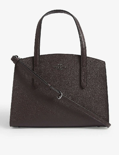 Shop Coach Charlie Small Leather Tote Bag In Gm/oxblood