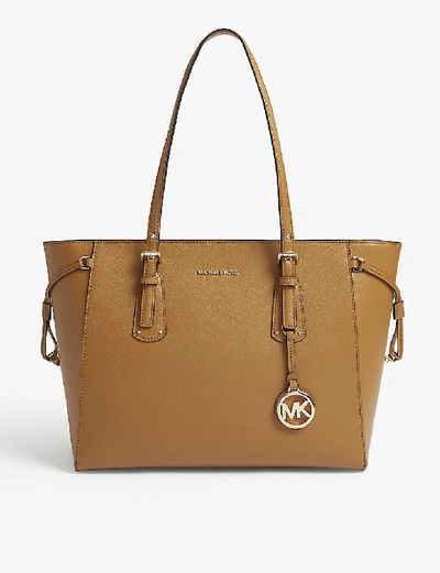 Shop Michael Michael Kors Voyager Leather Tote Bag In Soft+pink