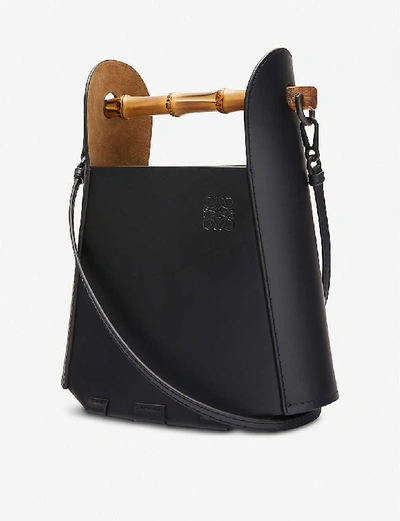 Shop Loewe Black Bamboo-handle Leather Bucket Bag