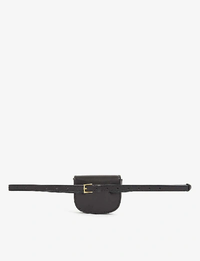 Shop Saint Laurent Kaia Leather Belt Bag In Black/gold