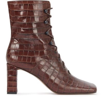 Shop By Far Claude Laced Ankle Boots In Nutella