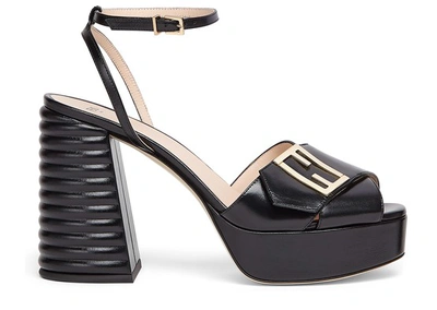 Shop Fendi Leather Promenade Sandals In Noir