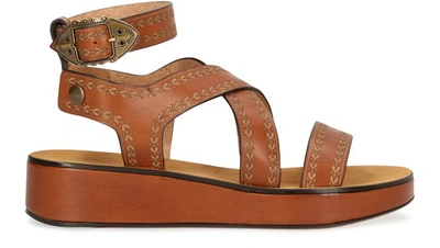 Shop Isabel Marant Nuriee Heeled Sandals In Cognac
