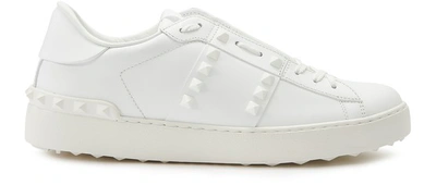 Shop Valentino Rockstud Sneakers In Bianco