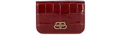 Shop Balenciaga Wallet Shiny Embossed In Dark Red