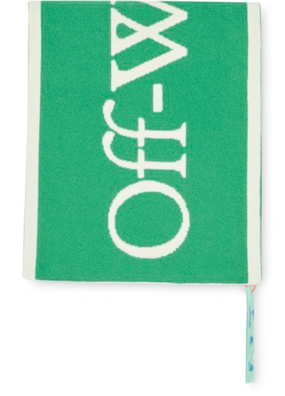 Shop Off-white Logo Scarf In Green White