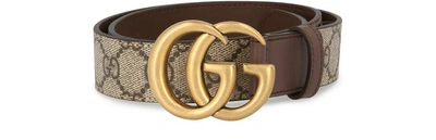 Shop Gucci Gg Marmont Belt In Beige Ebony