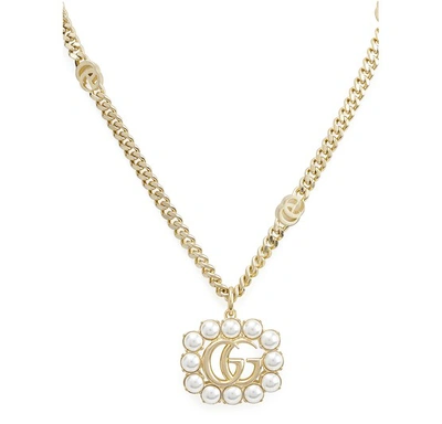Shop Gucci Gg Necklace In Cream/yellow