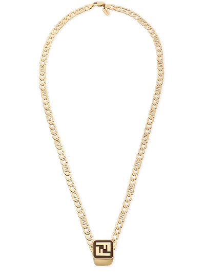 Shop Fendi Baguette Necklace In Or