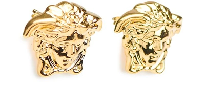 Shop Versace Medusa Earrings In Oro