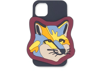 Shop Maison Kitsuné Xxl Neon Fox Head Iphone Case In Burgundy