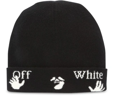Shop Off-white Logo Beanie In Black White
