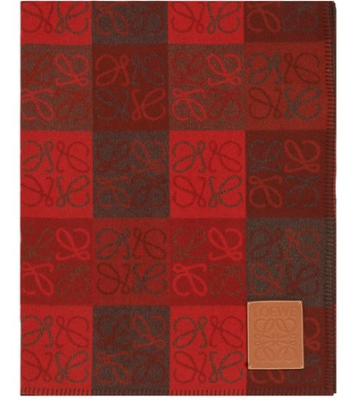 Shop Loewe Anagram Blanket In Red Burgundy