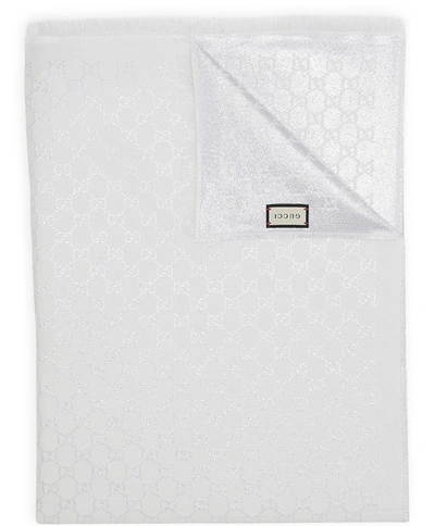 Shop Gucci Gg Scarf In Ivory Light Grey