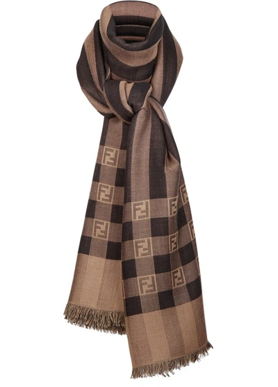 Shop Fendi Touch Of Ff Maxi Stole In Marron