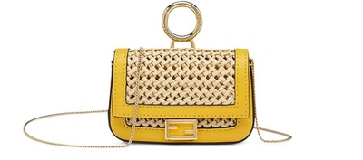 Shop Fendi Nano Baguette Charm In Beige