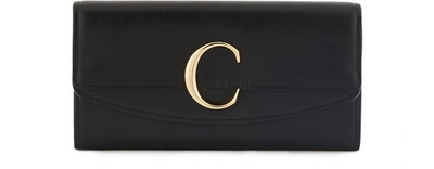 Shop Chloé Chloe C Long Wallet In Black