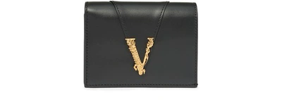 Shop Versace Virtus Wallet In Nero Oro Tribute