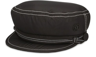 Shop Maison Michel Soft New Abby Topstitched Nylon Hat In Black