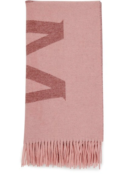 Shop Moncler Logo Scarf In Brown Beige