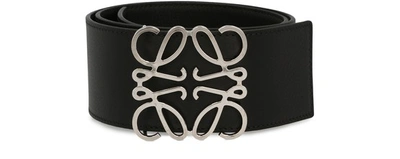 Shop Loewe Anagram Wide Belt In Black Palladium