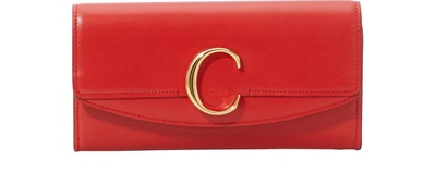 Shop Chloé Chloe C Long Wallet In Plaid Red