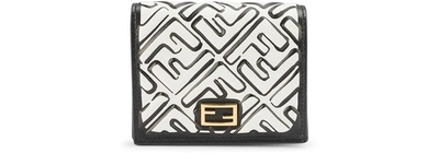 Shop Fendi Compact Wallet In Nero Bianco