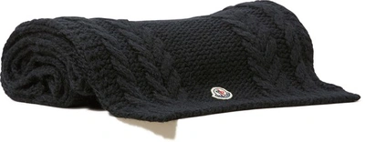 Shop Moncler Wool Scarf In Black