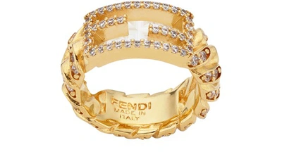 Shop Fendi Large Baguette Ring In Gold
