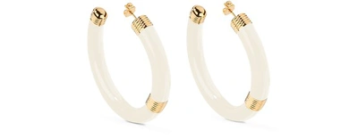 Shop Aurelie Bidermann Katt Hoop Earrings In White