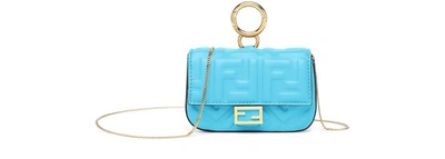 Shop Fendi Nano Baguette Charm In Light Blue