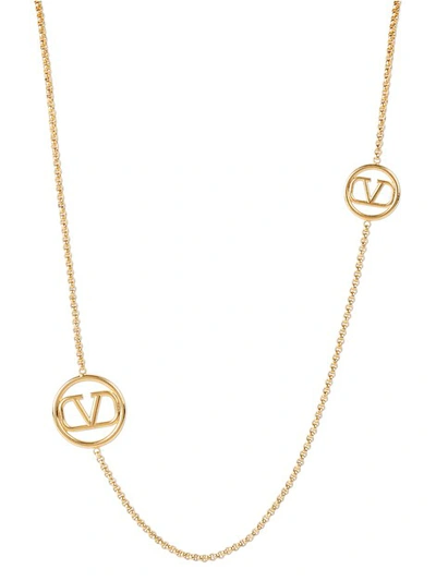 Shop Valentino Garavani - Logo Necklace In Oro 18