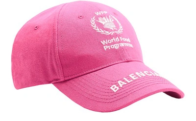 Shop Balenciaga World Food Programme Cap In Fuxia/white